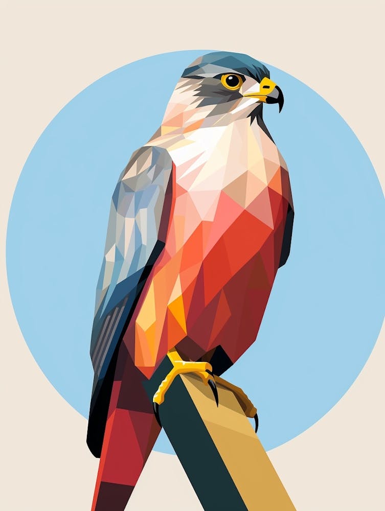 Colourful Geometric Bird Eurasian Sparrowhawk