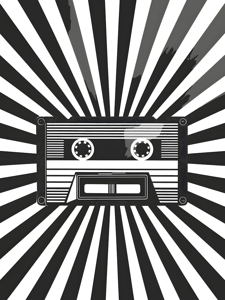 Black And White Cassette Background Vector