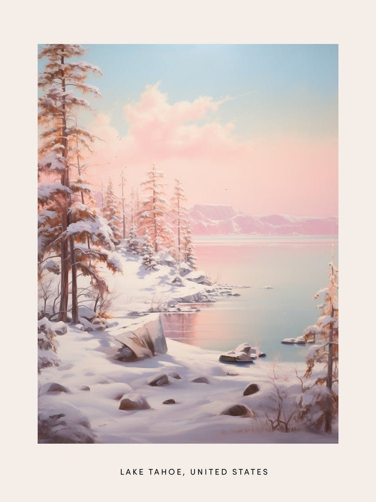 Dreamy Winter Painting Poster Lake Tahoe Usa 3