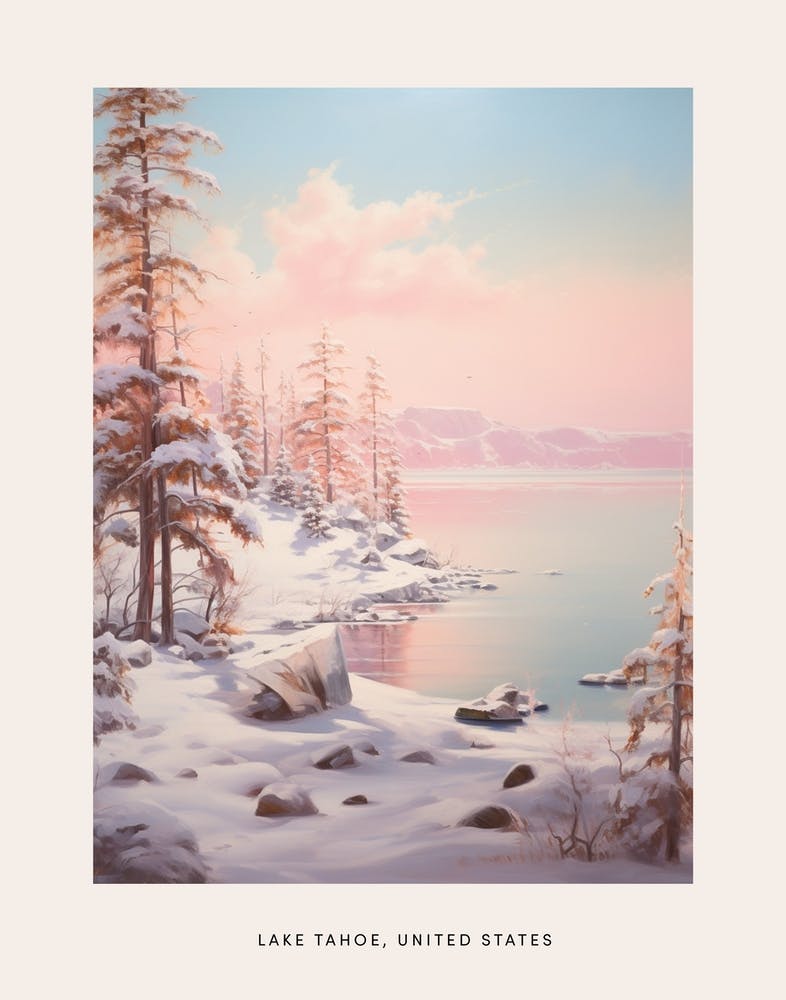 Dreamy Winter Painting Poster Lake Tahoe Usa 3