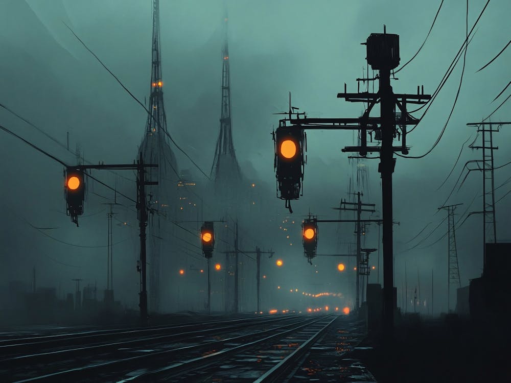 Train Tracks In The Fog