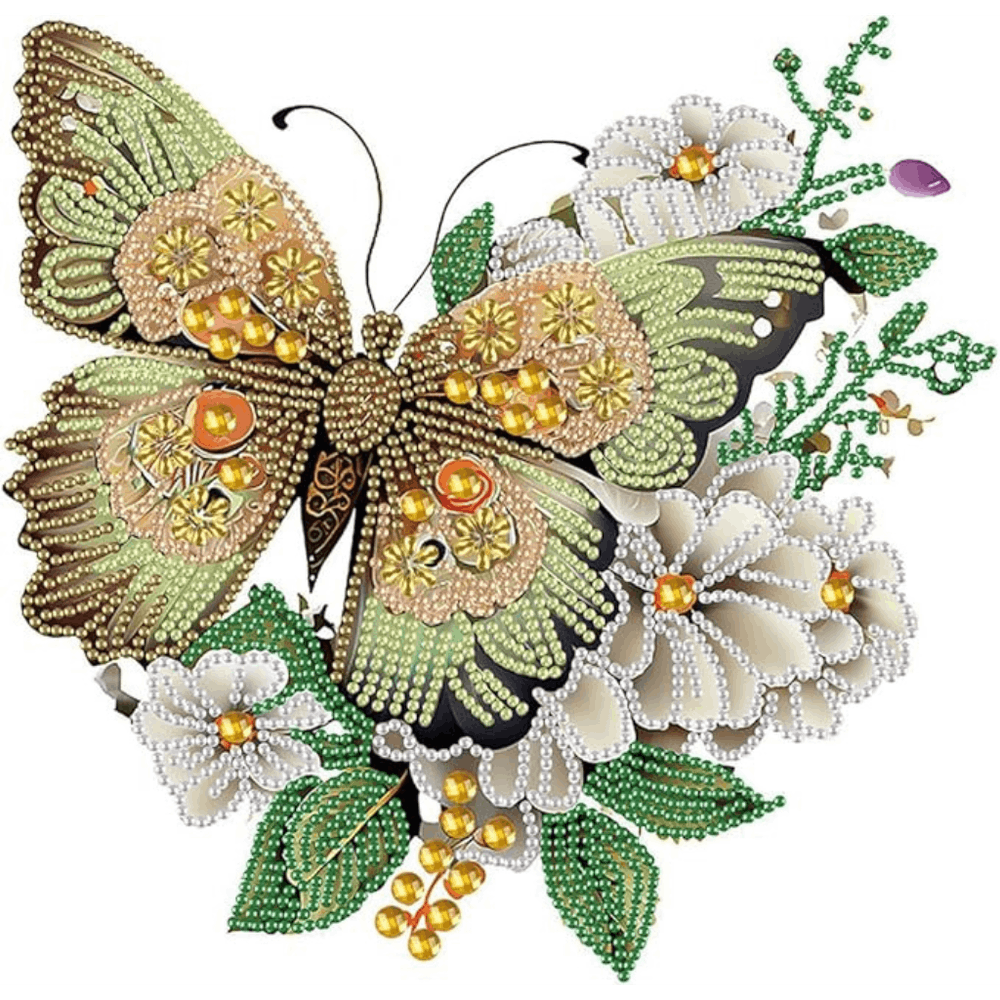 Butterfly And Flowers Stalente Diamond Painting Kits for Adults Butterfly, 5D Special Shape Diamond Art Kits for Beginners, Crystal Rhinestones Diamond Painting for Home Wall Decoration Gift