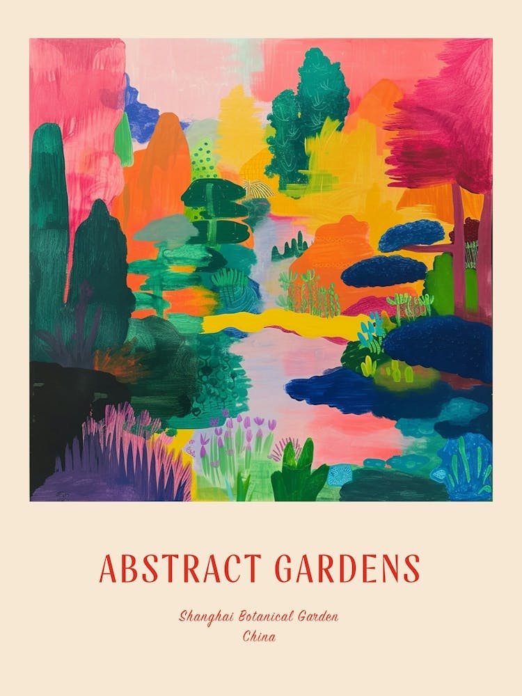 Colourful Gardens Shanghai Botanical Garden China 1 Red Poster