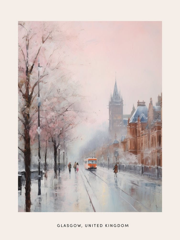 Dreamy Winter Painting Poster Glasgow United Kingdom 1