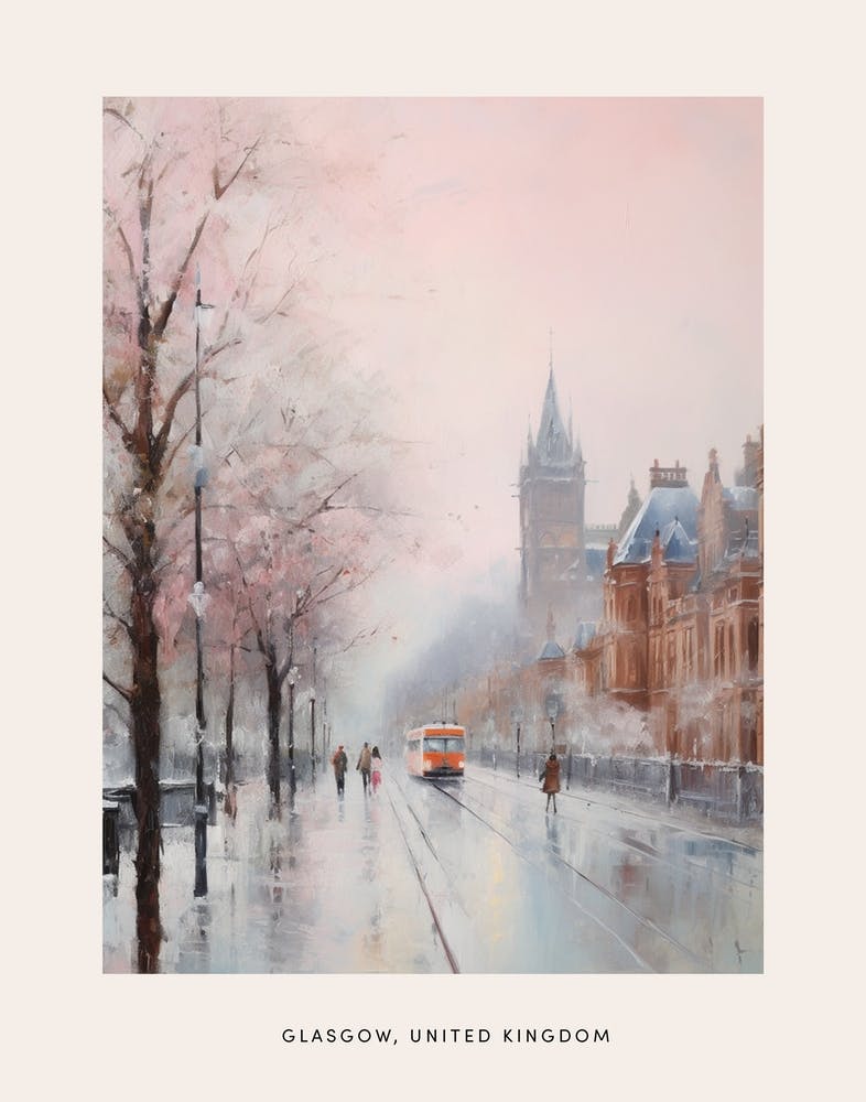 Dreamy Winter Painting Poster Glasgow United Kingdom 1