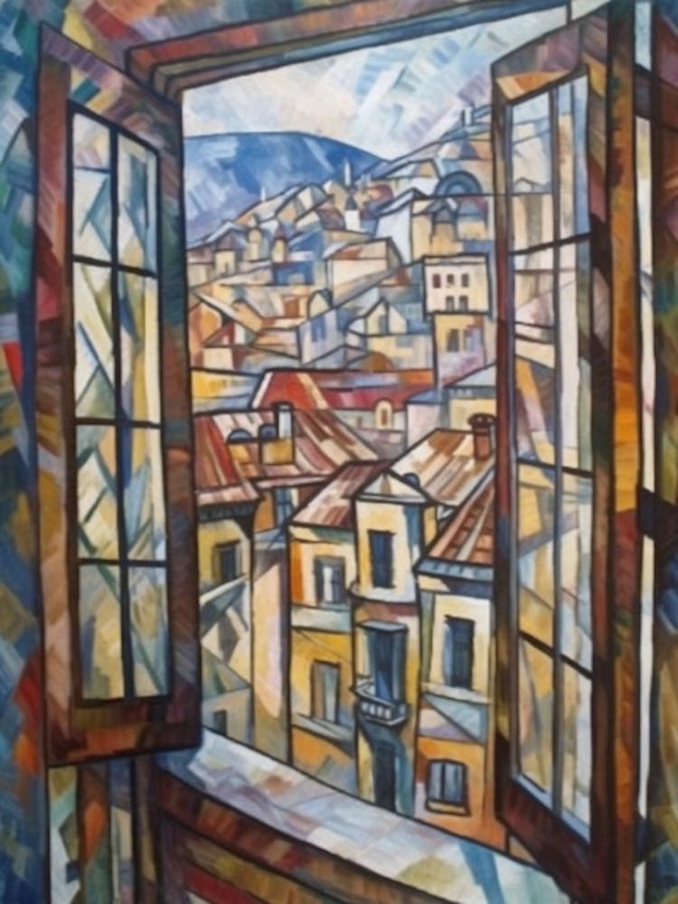 Fensterblick auf Moskau Russland im kubistischen Stil 2