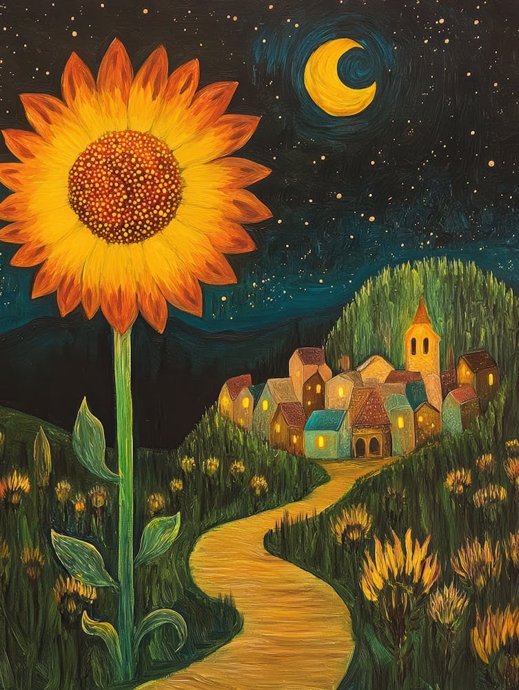 Sunflower At Night