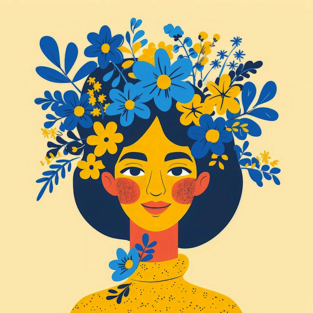 Girl With Flowers On Her Head 1