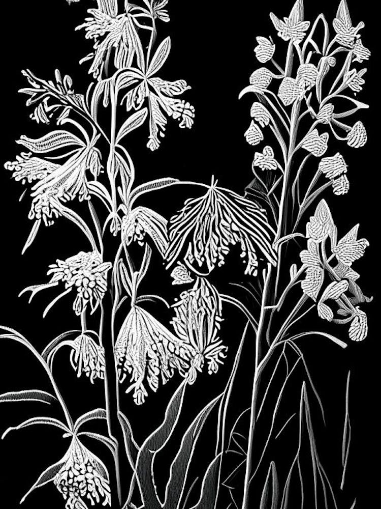 Black Cohosh Wildflower Linocut