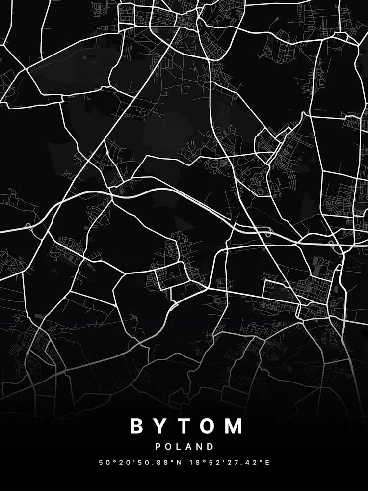 Bytom Poland Black Map