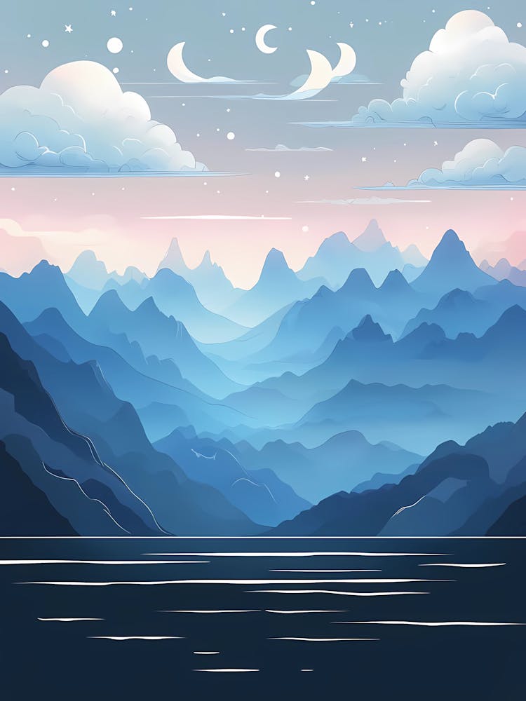 Landscape With Mountains And Clouds