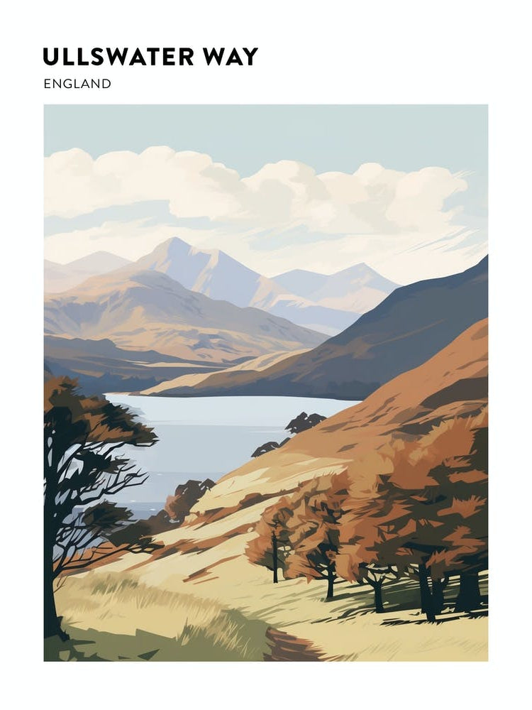 The Lake Districts Ullswater Way England 2 Hiking Trail Landscape Poster