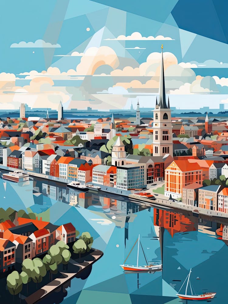 Hamburg, Germany, Geometric Illustration 2