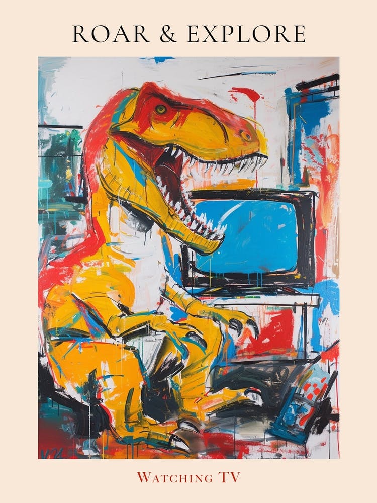 Dinosaur Watching Tv Graffiti Abstract 3 Poster