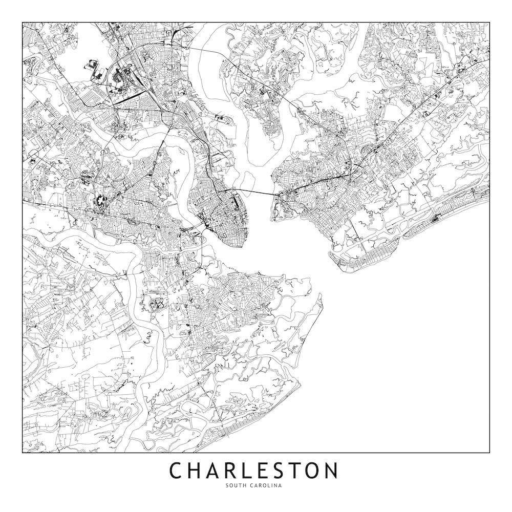 Charleston Weiße Karte Quadrat