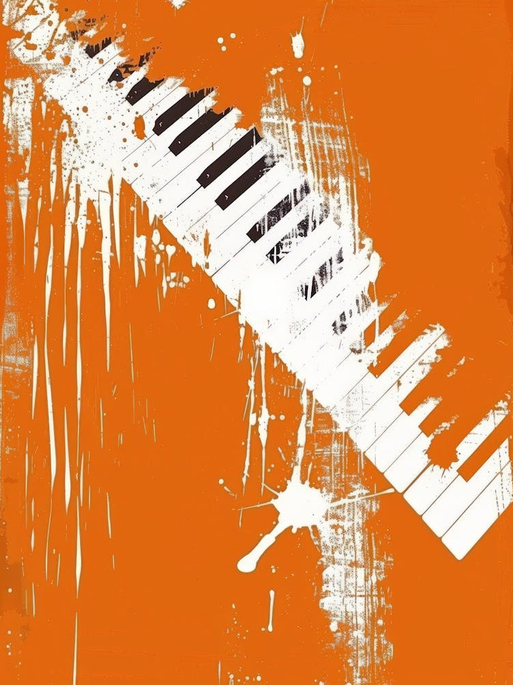 Piano Keys On An Orange Background