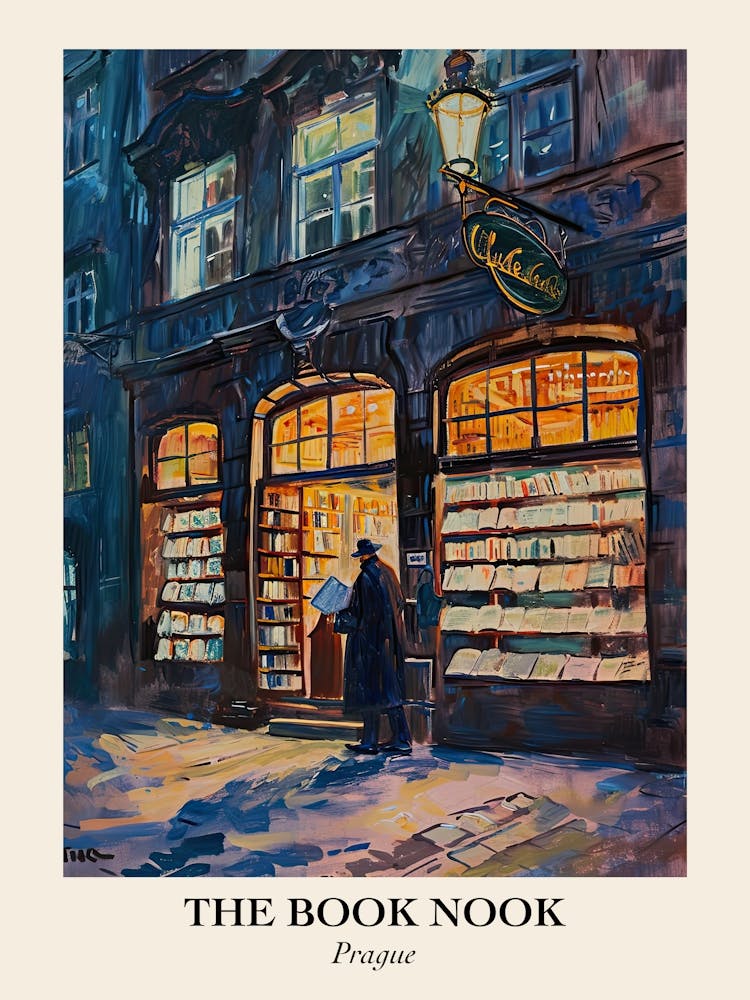 Prague Book Nook Bookshop 1 Plakat