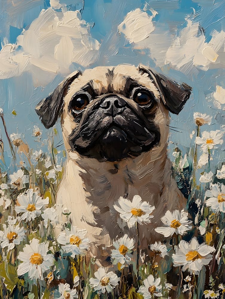 Pug In Daisies 2