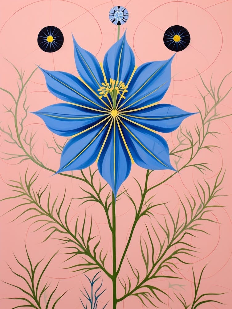 Love In A Mist Nigella 5 Hilma Af Klint Inspired Pastel Flower Painting