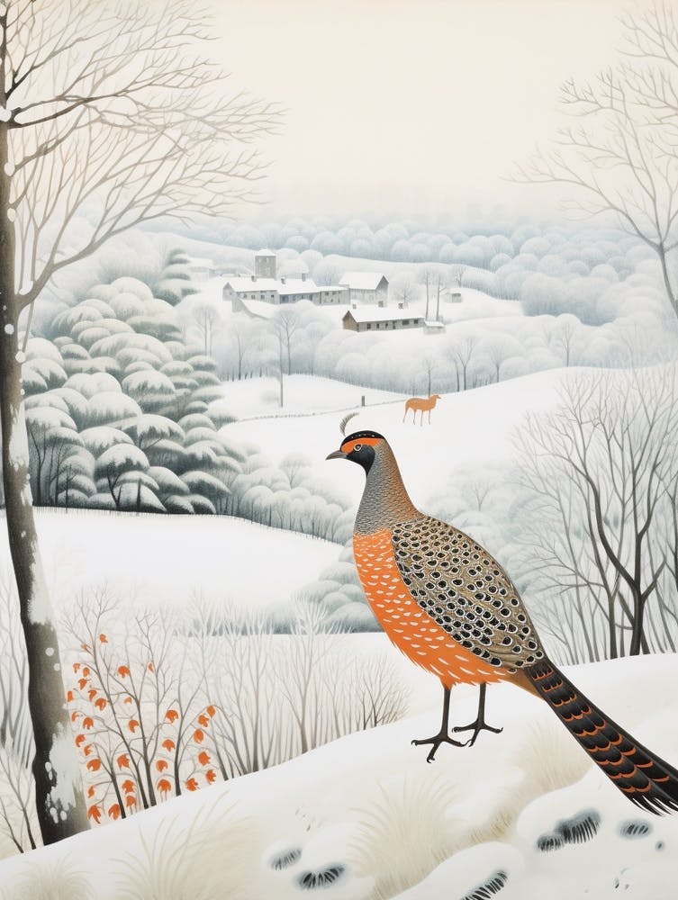 Winter Bird Painting Pheasant 8
