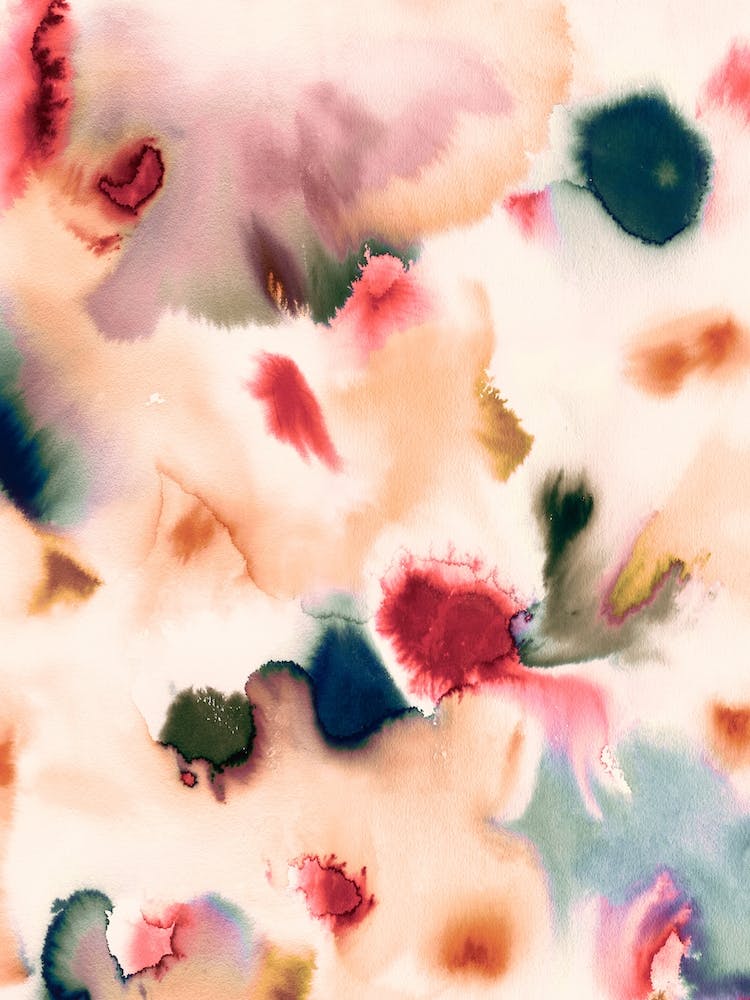 Abstract Watercolor Mineral Red