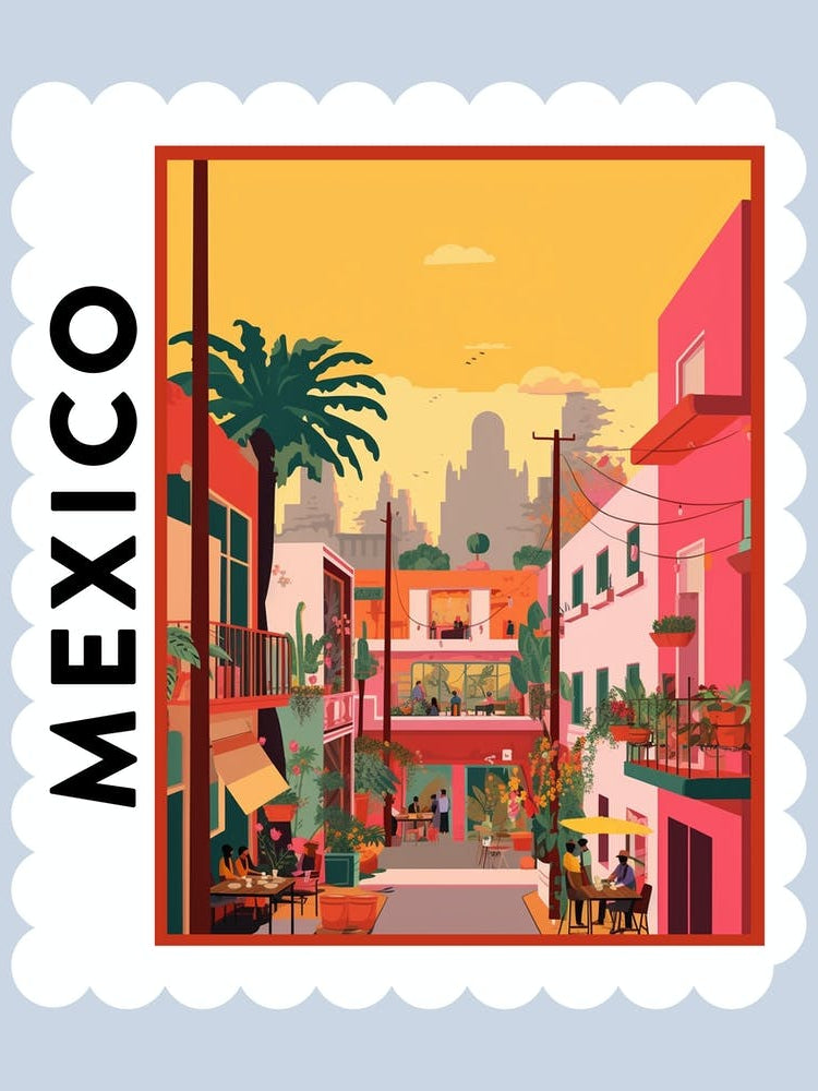 Mexico 3 Travel Stamp Poster