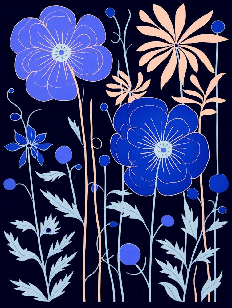 Blue Flower Illustration Love In A Mist Nigella 3
