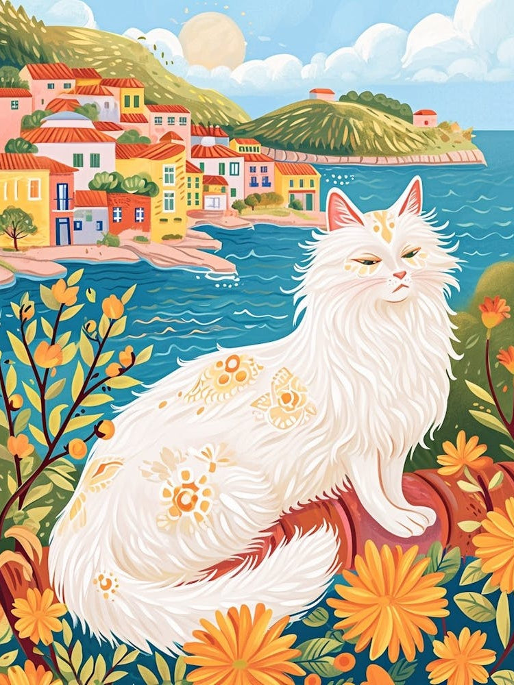 Turkish Angora Storybook Illustration 1