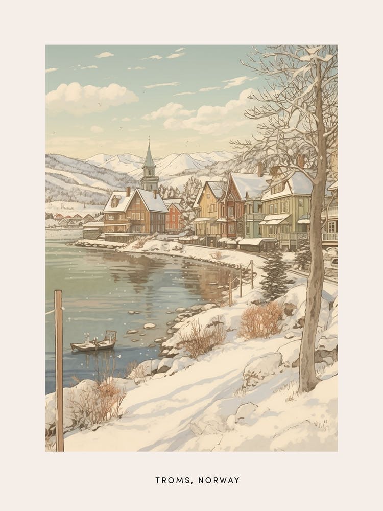 Vintage Winter Poster Troms Norwegen 3