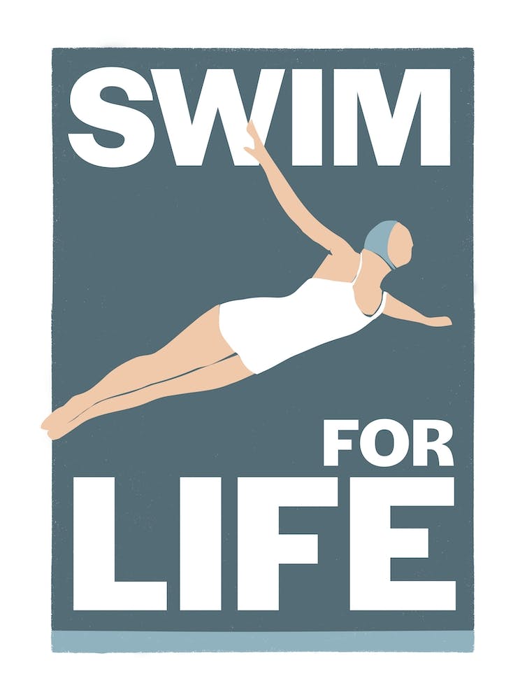 Swim for life – modern vintage swimming art