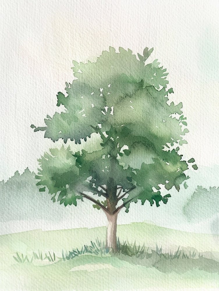 Apple Tree Atmospheric Watercolour Painting 4