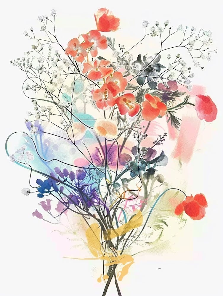 Souffle de Bébé 1 Collage Bouquet de Fleurs