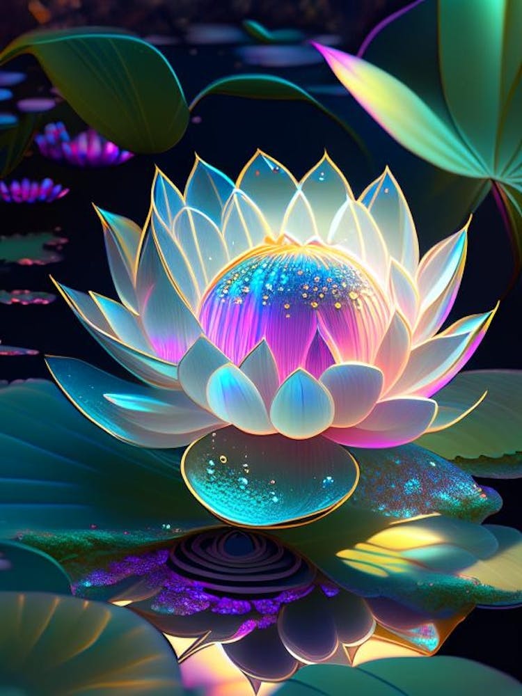 Lotus Flower In Garden Holographic 5