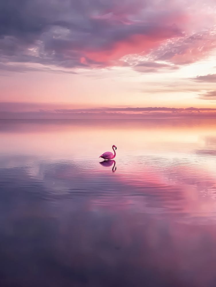 Flamingo At Sunset.Generated AI.