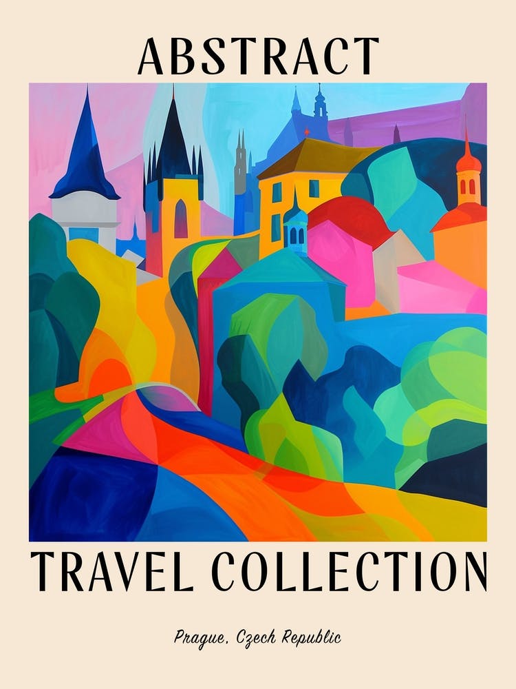 Abstract Travel Collection Poster Prague Czech Republic 4