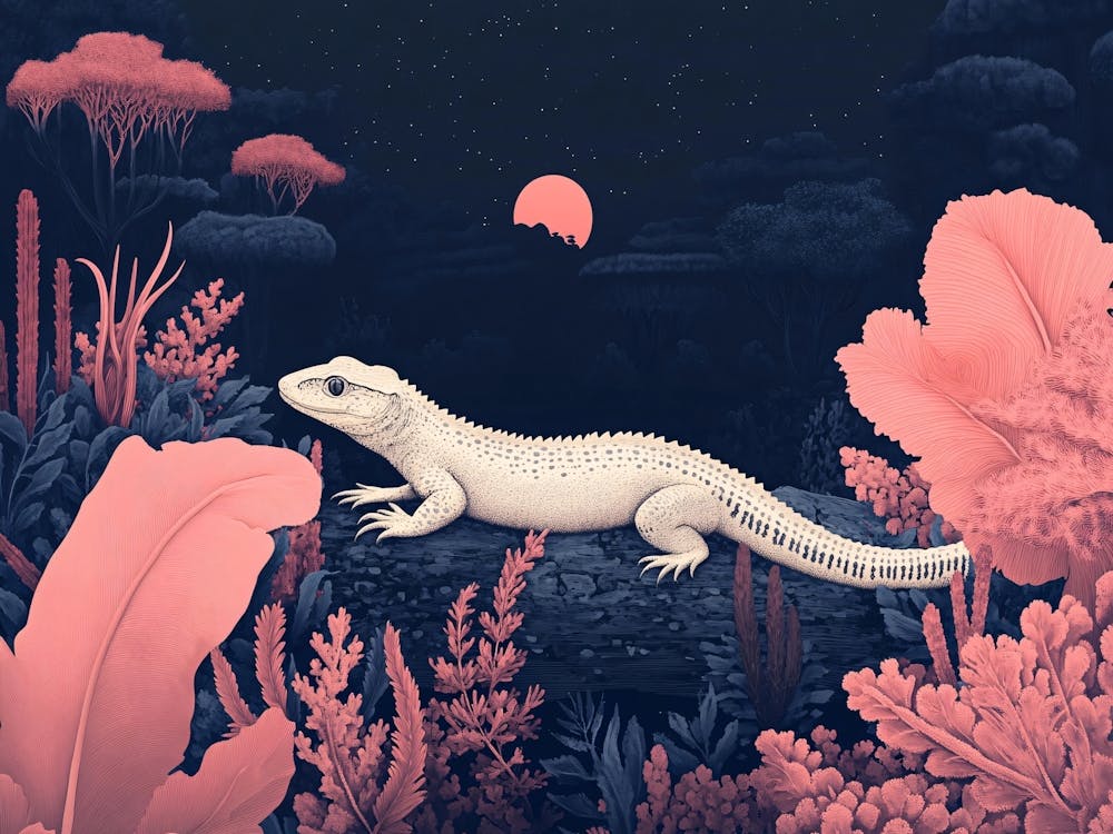 White Lizard in Purple Wilderness - Albino