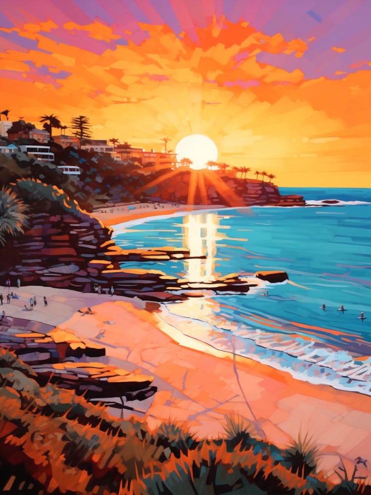 Sunkissed Painting Of Coogee Beach Australia 1