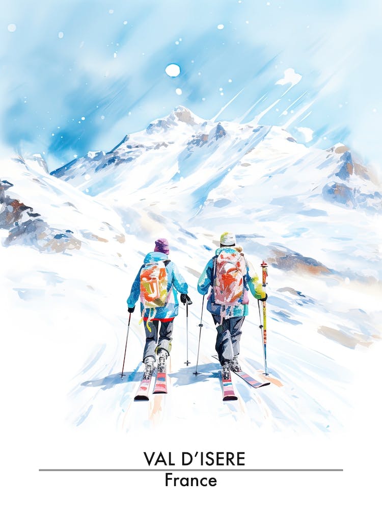 Val D Isere   France, Ski Resort Poster Illustration 2