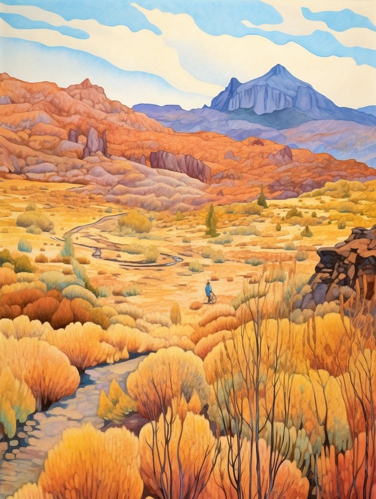 Autumn National Park Painting Teide National Park Spain 2