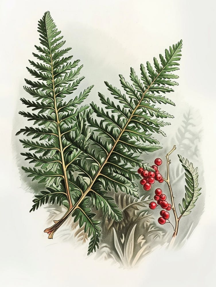 Vintage Illustration Holly Fern 3