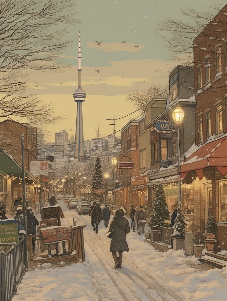 Vintage Winter Illustration Toronto Canada 3