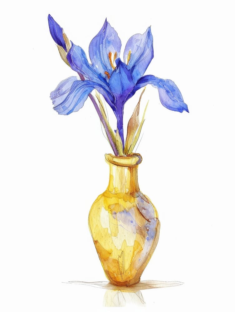 Blue Iris In A Vase