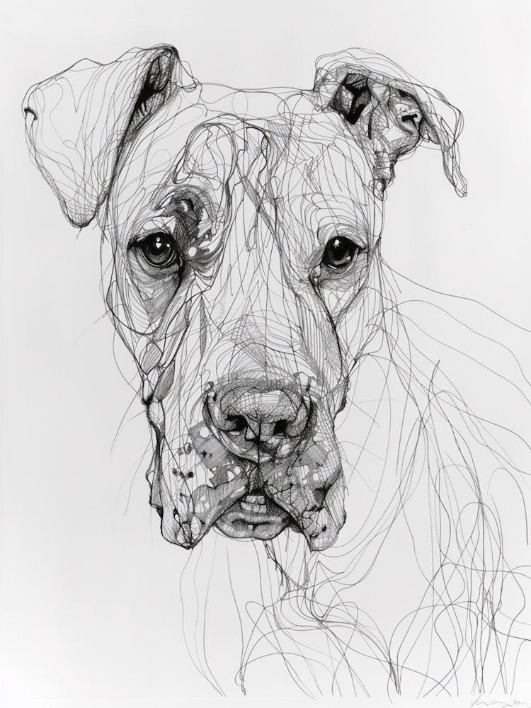 Dogo Argentino Dog Line Sketch 3