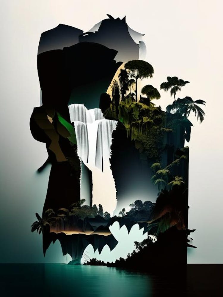 Iguazú Falls National Park Brazil Cut Out Paper
