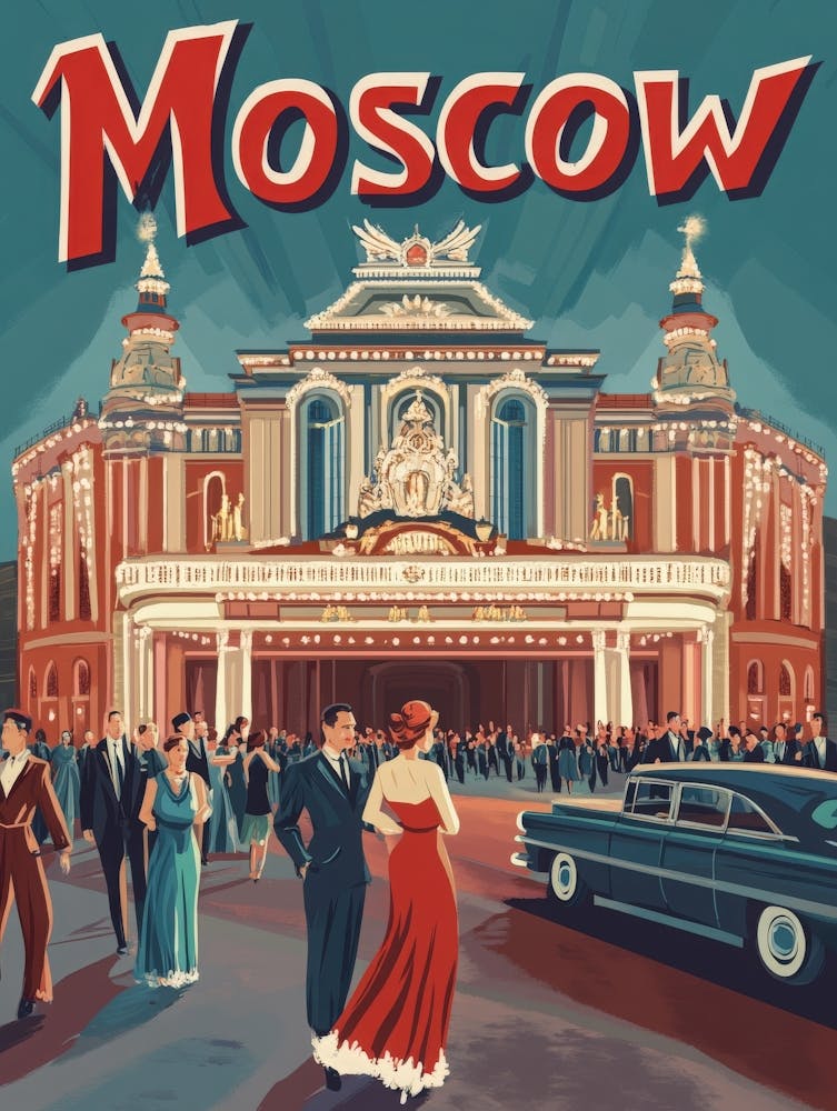 Aihrgdesign A Retro Travel Poster For Moscow Featuring The Bo 27609aae 787a 45ca A5ec 8a52e7caf872 0