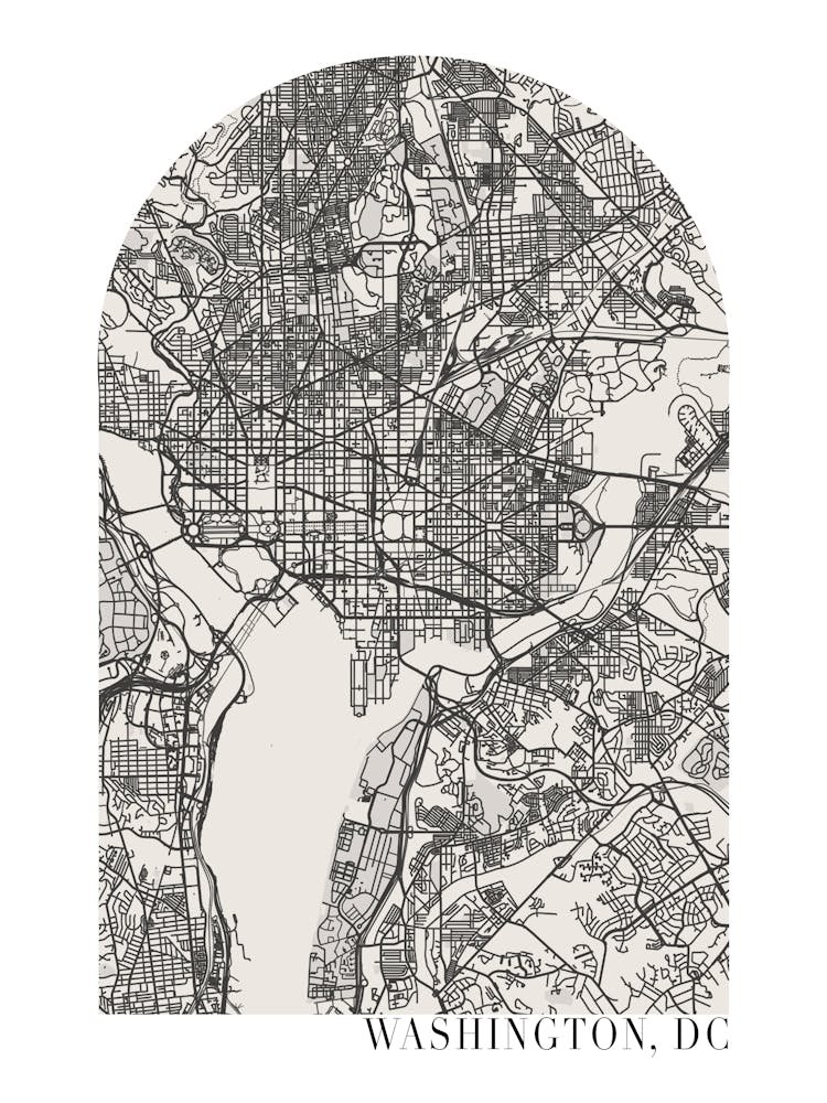 Washington DC Boho Minimal Arch Street Map
