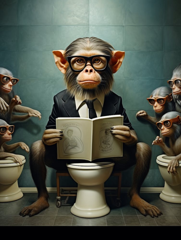 Monkeys Reading A Book