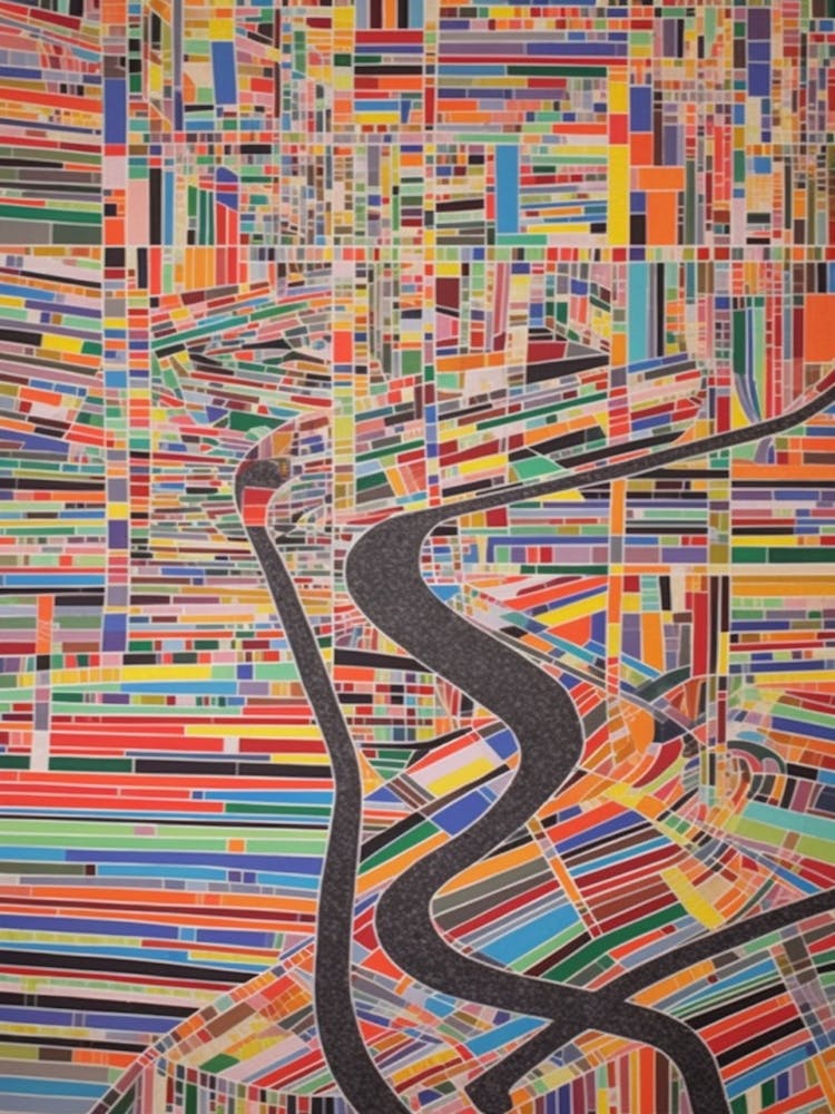 Painting Of Berlin In The Style Of Minimalism