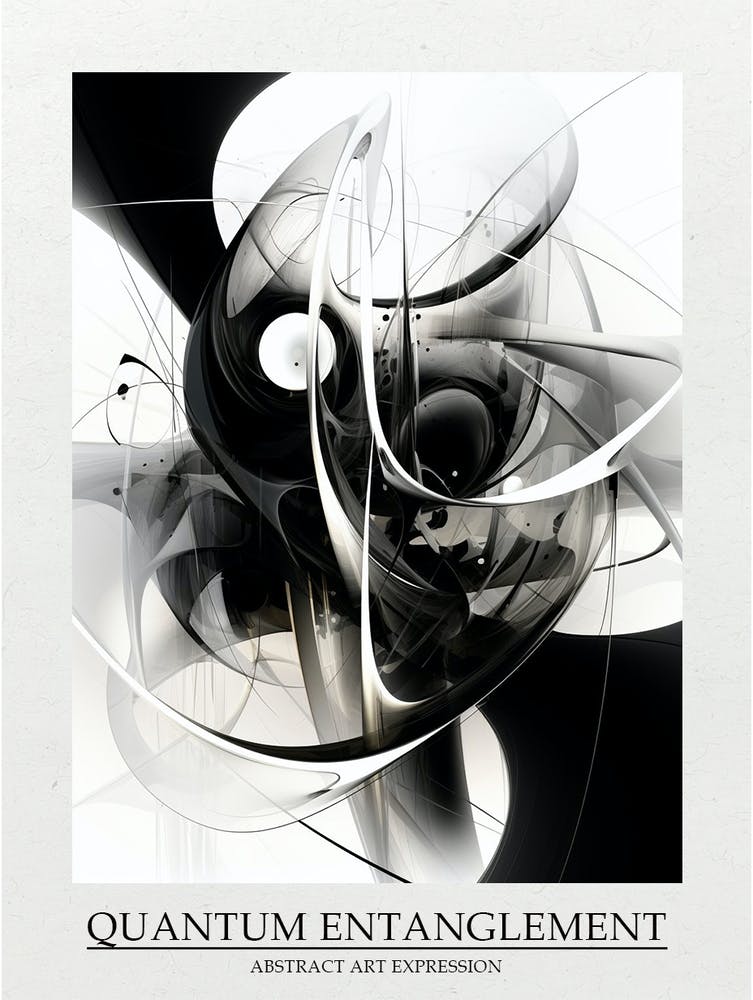 Quantum Entanglement Abstract Black And White 2 Poster