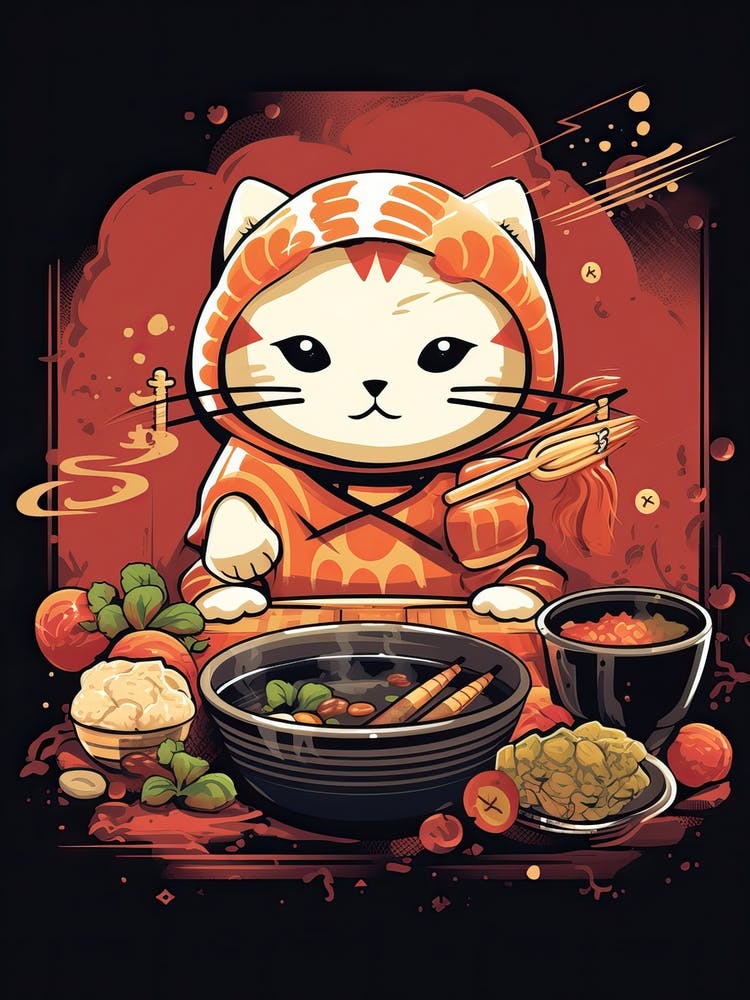Kawaii Cat Drawings Cooking 7